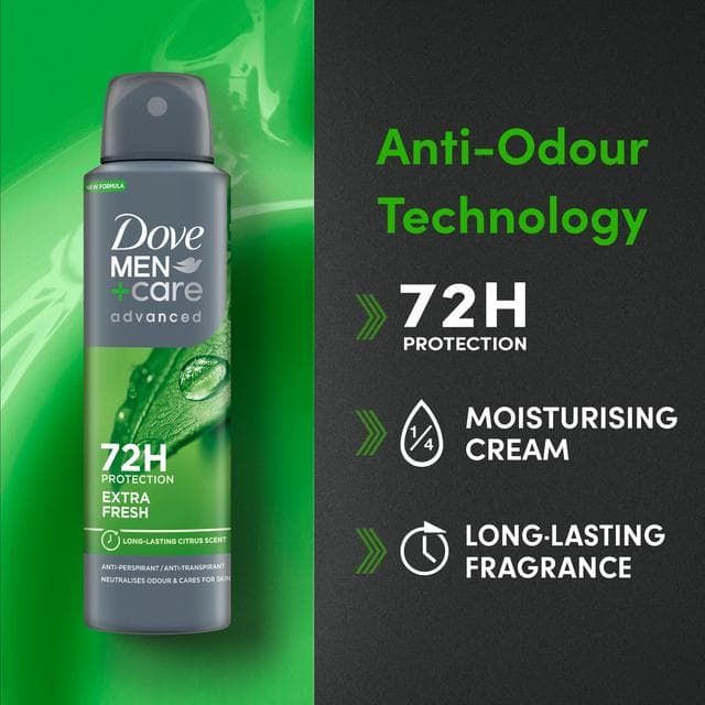 Dove Men+Care 150ml Advanced Extra Fresh Antiperspirant Aerosol Deodorant Spray - gallery image 2