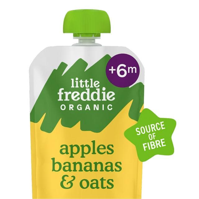 Little Freddie Organic Apples, Bananas & Oats Baby Food Pouch 6+ Months 100g - gallery image 1