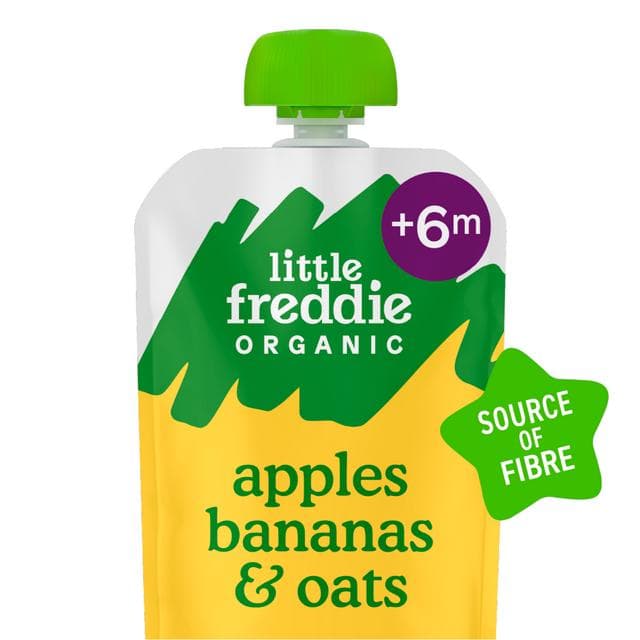 Little Freddie Organic Apples, Bananas & Oats Baby Food Pouch 6+ Months 100g - gallery image 2