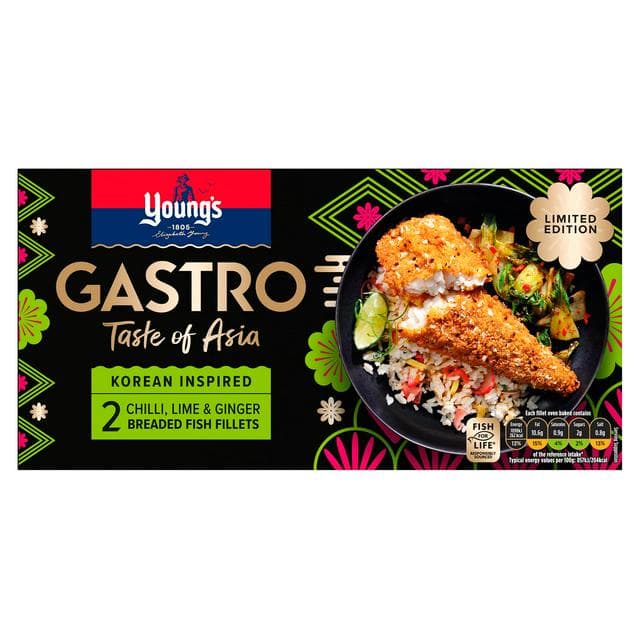 Young's Gastro Chilli, Lime & Ginger Breaded Fish Fillets, Limited Edition x2 270g - gallery image 1