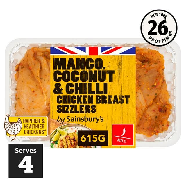 Sainsbury's Mango, Coconut & Chilli Chicken Breast Sizzlers 615g - gallery image 1