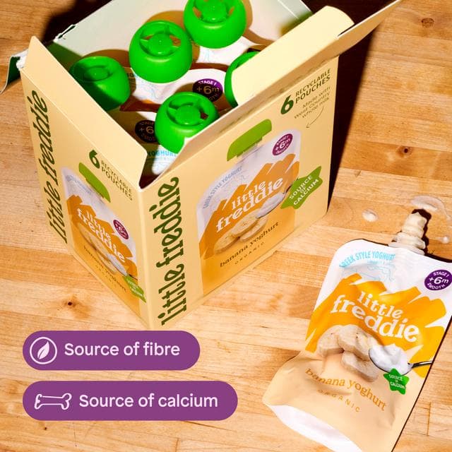 Little Freddie Organic Banana Greek Style Yoghurt Baby Food Pouch Multipack 6+ Months 6 x 100g - gallery image 4