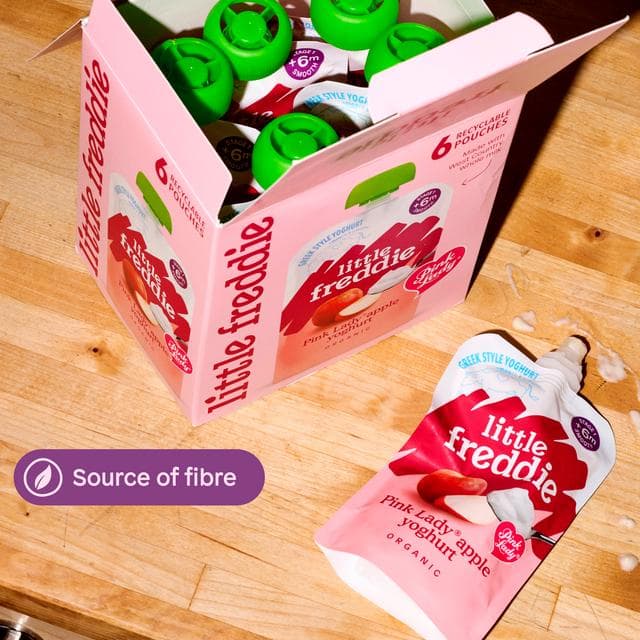 Little Freddie Organic Pink Lady Greek Style Yoghurt Baby Food Pouch Multipack 6+ Months 6 x 100g - gallery image 5