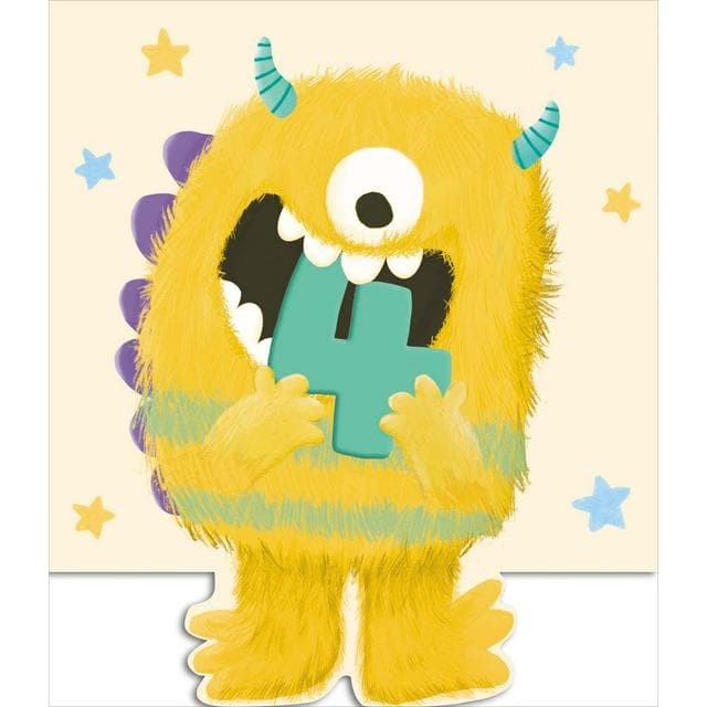 Sainsbury's Fun Monster Age 4 Happy Birthday Design Greeting Card - gallery image 1