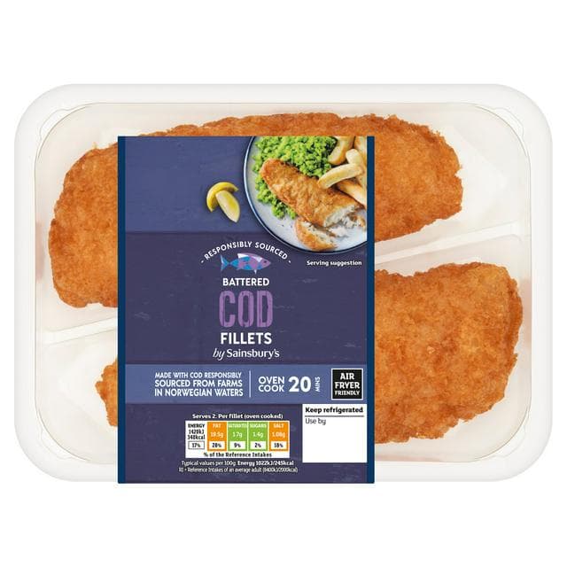 Sainsbury's Battered MSC Cod Fillets x2 300g - gallery image 1