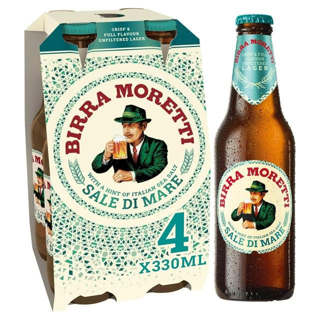 Birra 4 x 330ml Moretti Sale Di Mare Unfiltered Lager Beer Bottles - gallery image 1