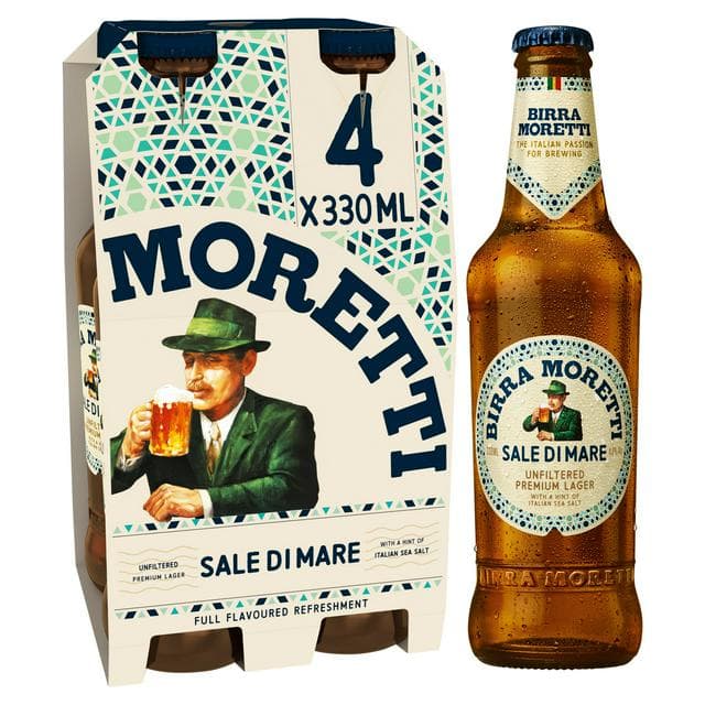 Birra 4 x 330ml Moretti Sale Di Mare Unfiltered Lager Beer Bottles - gallery image 1