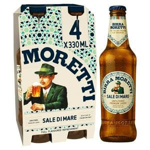 Birra 4 x 330ml Moretti Sale Di Mare Unfiltered Lager Beer Bottles