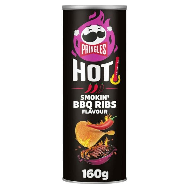 Pringles Hot Smokin' BBQ Ribs Sharing Crisps 160g - gallery image 1