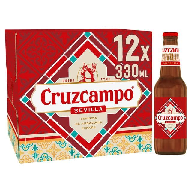 Cruzcampo Sevilla Lager Beer 4.4% ABV Bottle 12 x 330ml - gallery image 1
