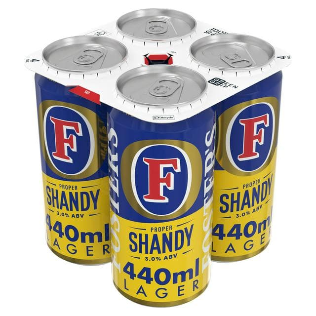 Fosters Proper Lager Shandy Beer Can 4x440ml - gallery image 1