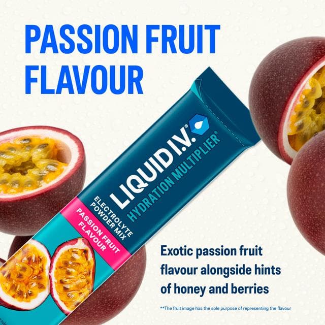 Liquid IV Hydration Multiplier 6 x Sachets Passion Fruit Electrolyte Powder Mix Food Supplement - gallery image 3