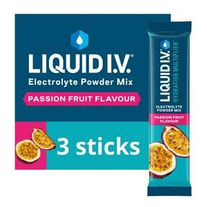 Liquid IV Hydration Multiplier 3 x Sachets Passion Fruit Electrolyte Powder Mix Food Supplement