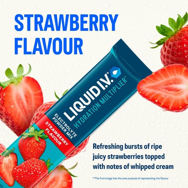 Liquid IV Hydration Multiplier 6 x Sachets Strawberry Electrolyte Powder Mix Food Supplement - gallery image 3