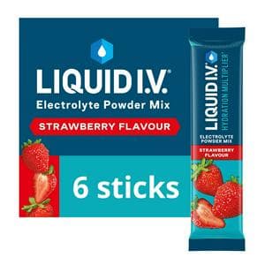 Liquid IV Hydration Multiplier 6 x Sachets Strawberry Electrolyte Powder Mix Food Supplement