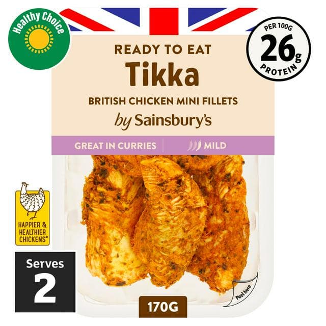 Sainsbury's Tikka Cooked British Chicken Mini Fillets 170g (ready to eat) - gallery image 1