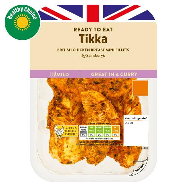 Sainsbury's Tikka Cooked British Chicken Mini Fillets 170g (ready to eat) - gallery image 1