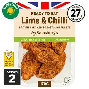 Sainsbury's Lime & Chilli Cooked British Chicken Mini Fillets 170g (ready to eat)