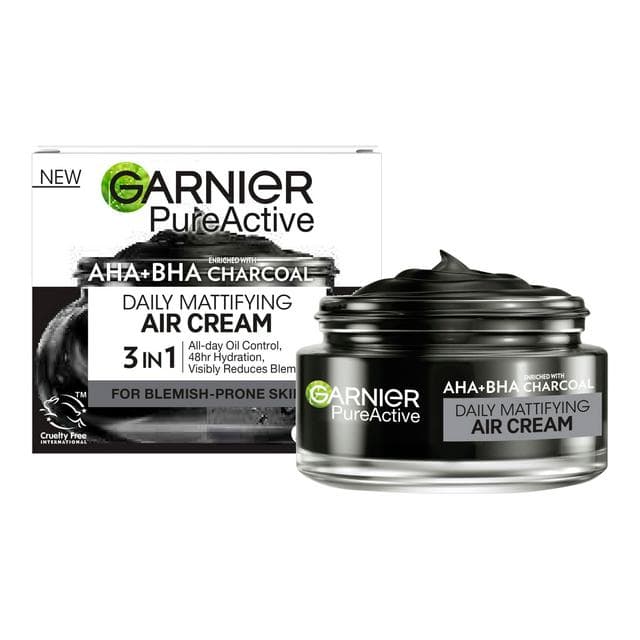 Garnier Pure Active AHA+BHA Charcoal Daily Mattifying Air Cream - gallery image 1