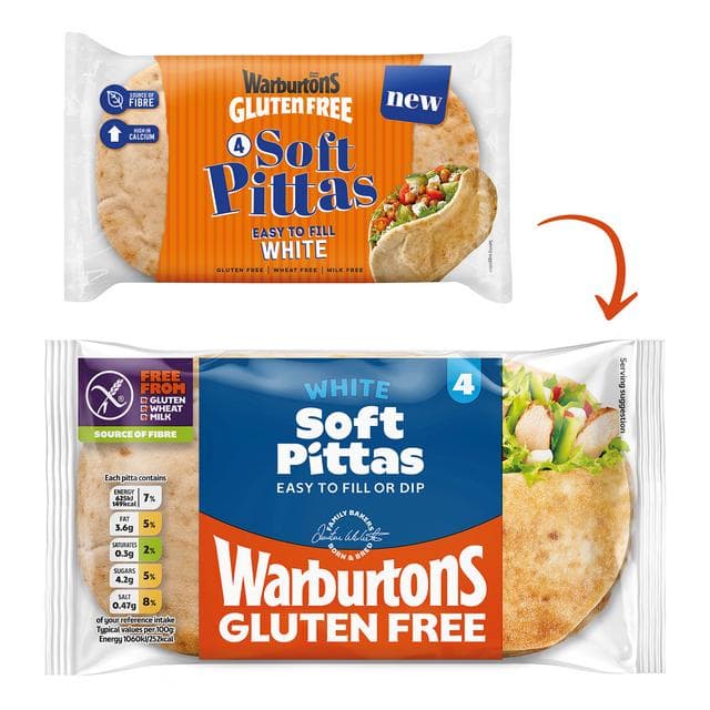 Warburtons Gluten Free White Soft Pittas x4 - gallery image 2
