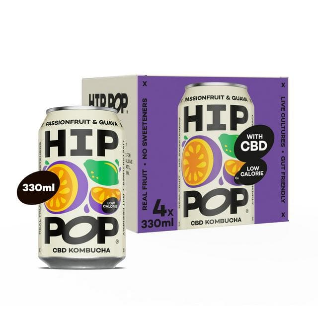 Hip Pop Passionfruit & Guava CBD Kombucha 4 x 330ml - gallery image 1