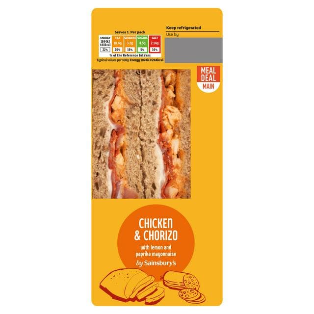 Sainsbury's Chicken & Chorizo with Lemon & Paprika Mayonnaise Sandwich - gallery image 1