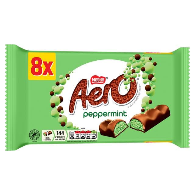 Aero Bubbly Peppermint Chocolate Bar Multipack x8 216g - gallery image 2