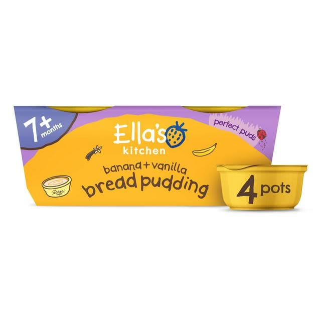 Ella's Kitchen Banana + Vanilla Bread Pudding 7 Months+ 4x80g - gallery image 1