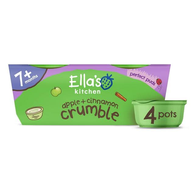 Ella's Kitchen Apple & Cinnamon Crumble Pudding 7 Months+ 4x80g - gallery image 1