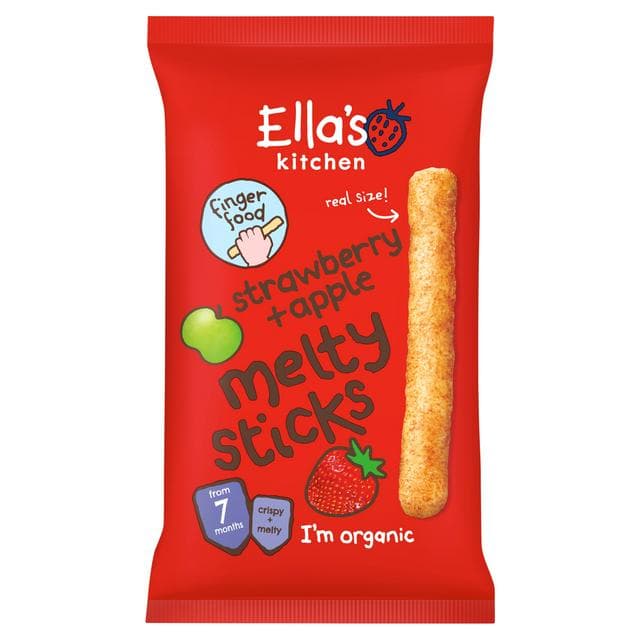 Ella's Kitchen Organic Strawberry & Apple Melty Sticks Baby Snack 7+ Months 16g - gallery image 1