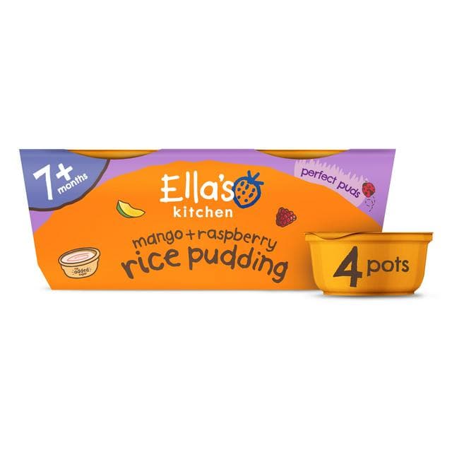 Ella's Kitchen Mango + Raspberry Rice Pudding 7 Months+ 4x80g - gallery image 1