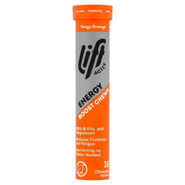 Lift Activ Tangy Orange Energy Boost Chewable Tablets x18 72g - gallery image 1