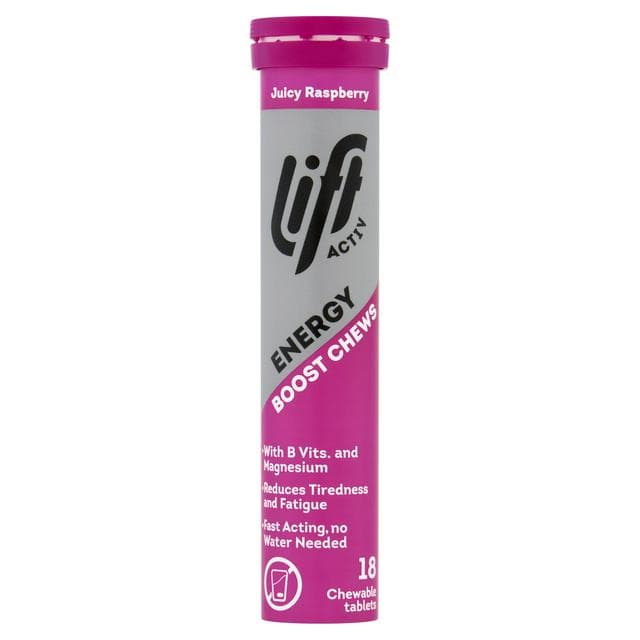 Lift Activ Juicy Raspberry Energy Boost Chewable Tablets x18 72g - gallery image 1