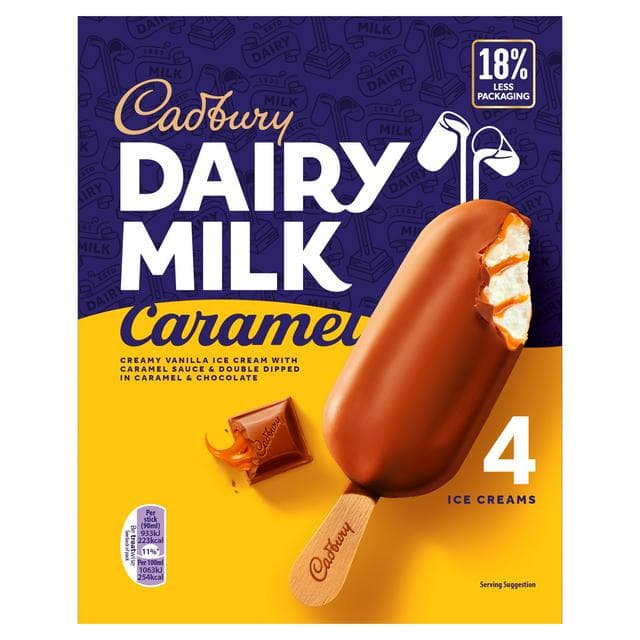 Cadbury Dairy Milk Caramel Ice Cream 4x90ml - gallery image 1