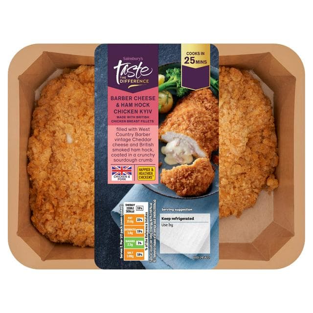 Sainsbury's Barber Cheese & Ham Hock Chicken Kyiv, Taste the Difference 385g - gallery image 1