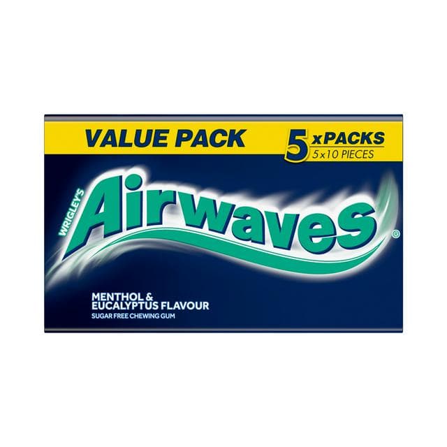 Wrigley's Airwaves Menthol & Eucalyptus Sugarfree Chewing Gum Multipack 5 x 10 - gallery image 1