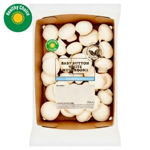 Sainsbury's White Baby Button Vitamin D Mushrooms 200g
