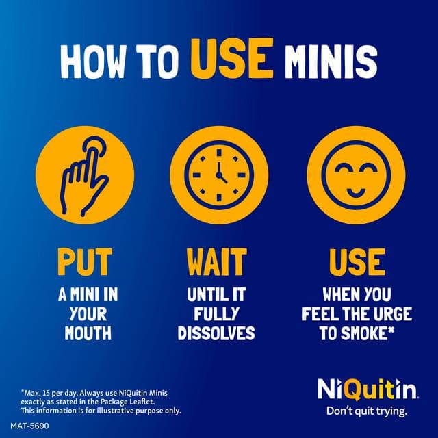NiQuitin Minis Mint Nicotine Lozenges Reduce & Quit Smoking Aid x60 2mg - gallery image 6