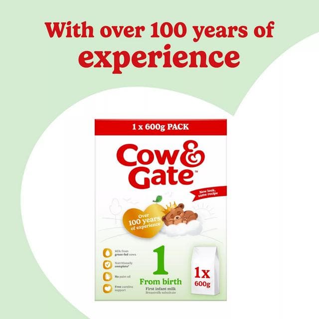 Cow & Gate 1 First Infant Baby Milk Formula Powder From Birth 600g - gallery image 2