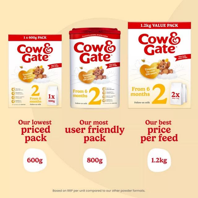 Cow & Gate 2 Follow On Baby Milk Formula Powder From Birth 600g - gallery image 5