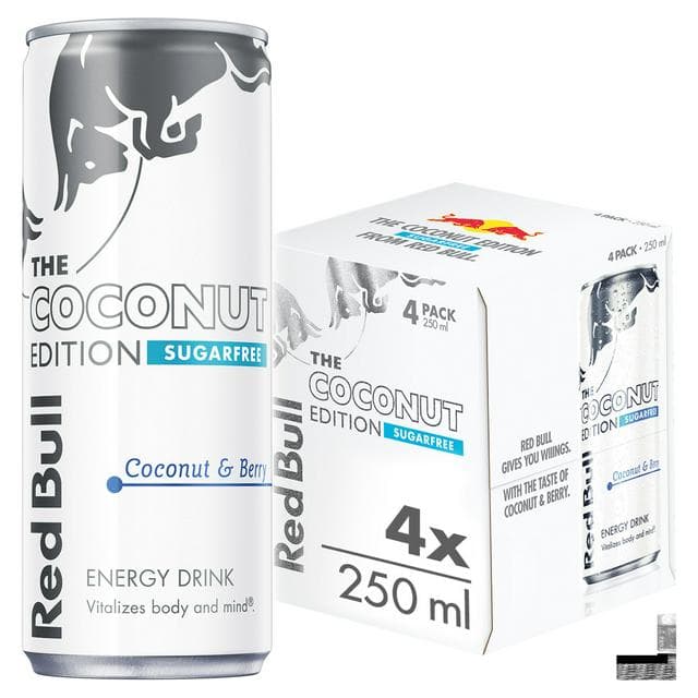 Red Bull Energy Drink Sugar Free Coconut & Berry, Coconut Edition 4 x 250ml - gallery image 1