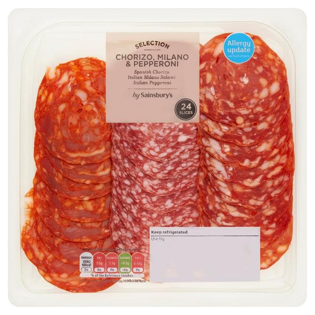 Sainsbury's Chorizo, Milano & Pepperoni Slices x24 120g - gallery image 1