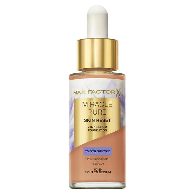 Max Factor Miracle Pure 2in1 Skin Reset Serum Foundation 60-80 Light To Medium 30ml - gallery image 1