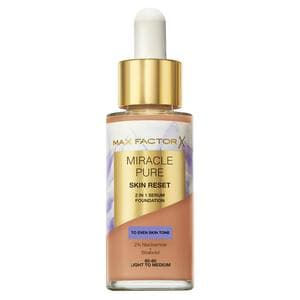 Max Factor Miracle Pure 2in1 Skin Reset Serum Foundation 60-80 Light To Medium 30ml