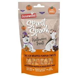 Rosewood 100g Spirit & Spook Chicken Wrapped Pumpkin Twists Halloween Dog Treats