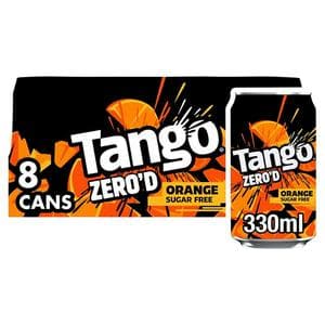 Tango 8 x 330ml Zero'd Orange Sugar Free Soft Drink Cans