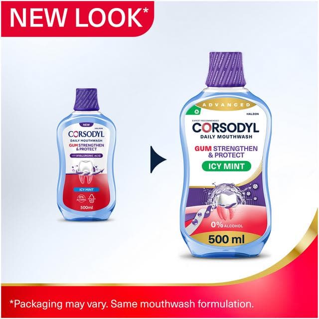 Corsodyl Gum Strengthen & Protect Mouthwash Icy Mint 500ml - gallery image 2