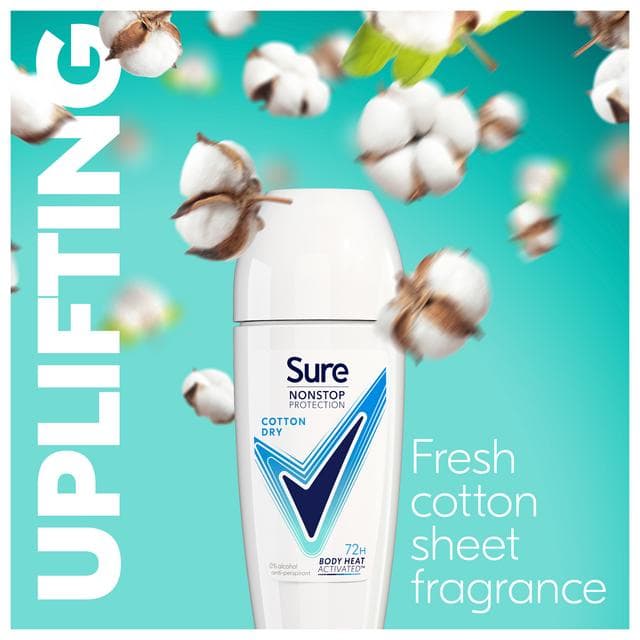 Sure Women Antiperspirant Deodorant Roll On Nonstop Cotton Dry 50ml - gallery image 3