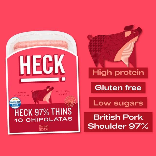Heck 97% Pork Gluten Free Chipolata Sausages Pack x10 340g - gallery image 3
