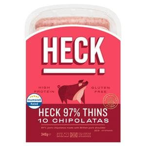 Heck 97% Pork Gluten Free Chipolata Sausages Pack x10 340g